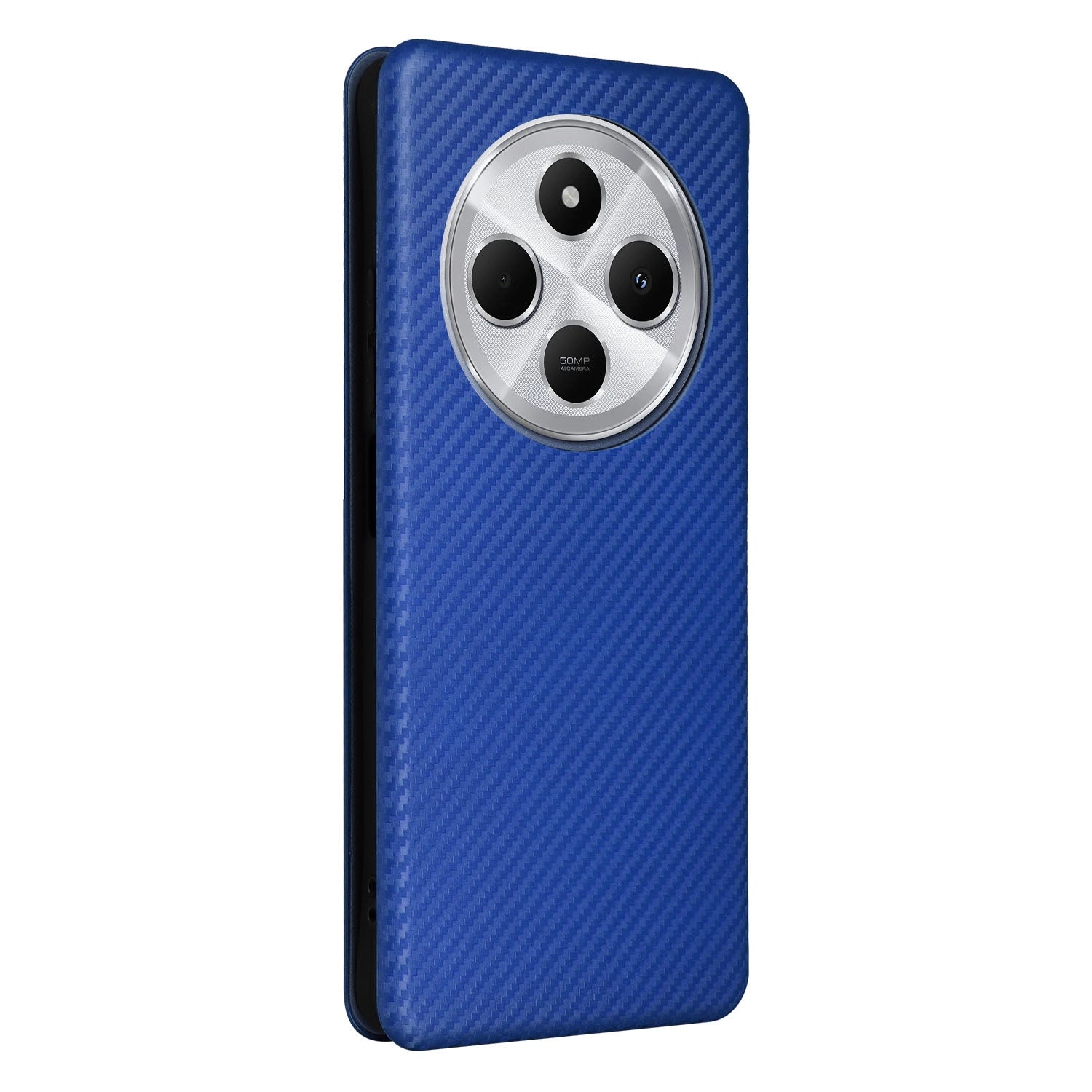 For-Redmi-14C-Carbon-Fiber-Texture-Flip-Leather-Phone-Case(Blue)