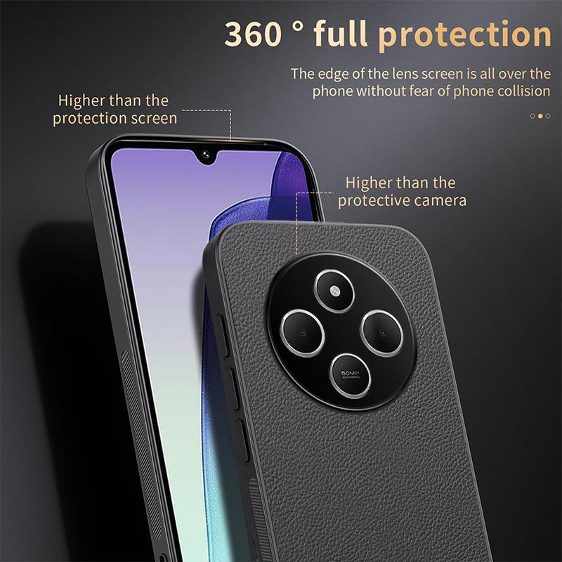 For-Redmi-14C-4G-HUIYI-Leather-Magnetic-Phone-Case(Brown)