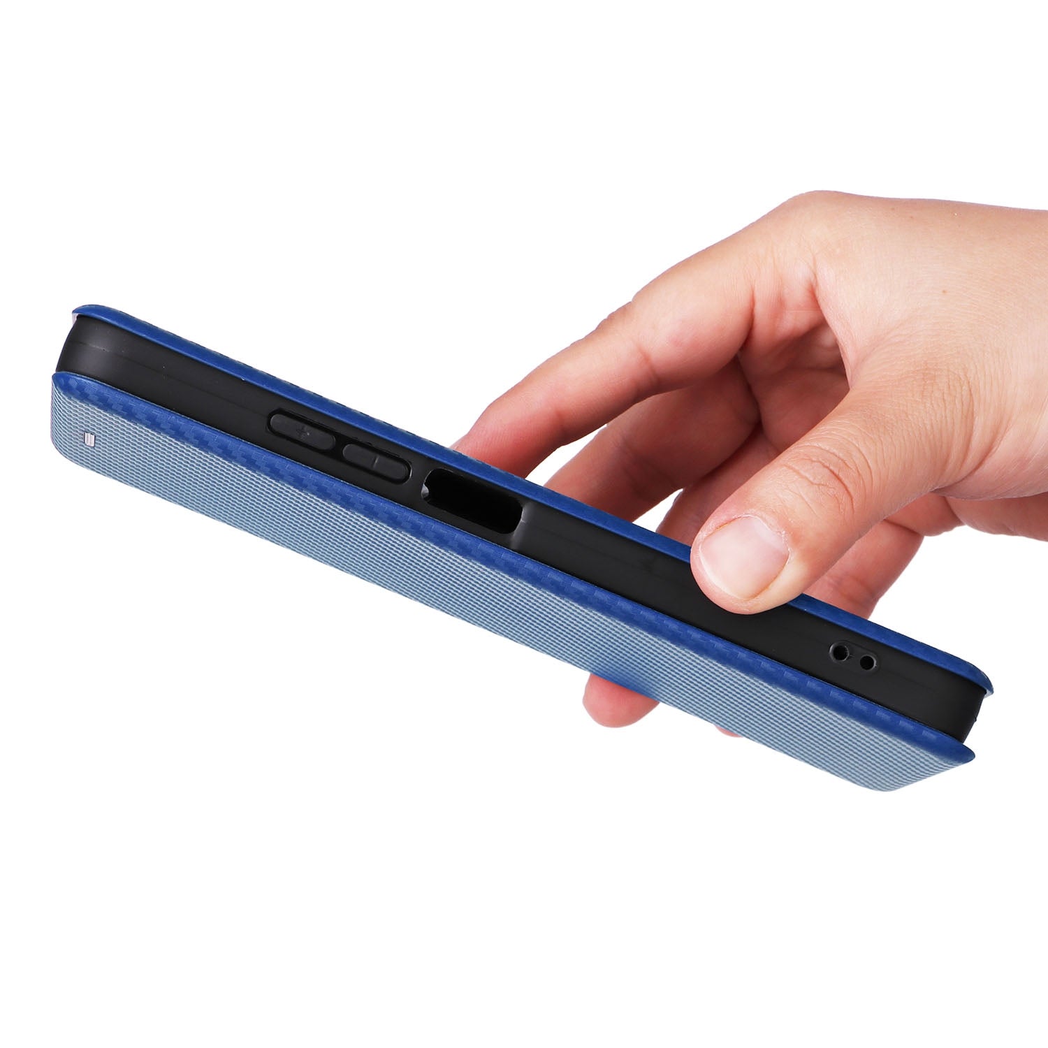 For-Redmi-14C-Carbon-Fiber-Texture-Flip-Leather-Phone-Case(Blue)