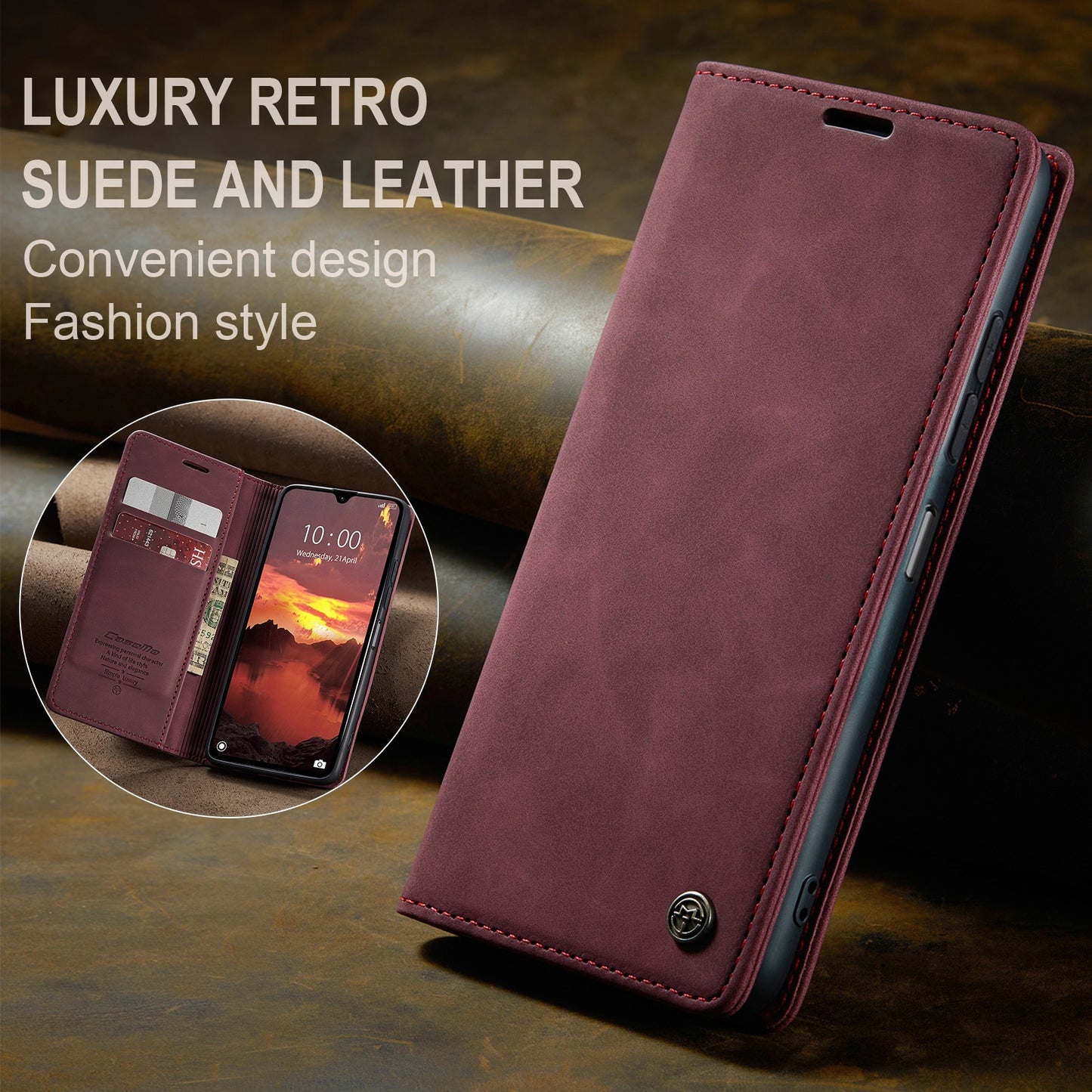 For-Redmi-14C-CaseMe-013-Multifunctional-Horizontal-Flip-Leather-Phone-Case(Red)