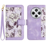 For-Redmi-14C-4G-Floral-Pattern-Leather-Phone-Case-with-Lanyard(Light-Purple)