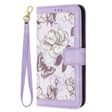 For-Redmi-14C-4G-Floral-Pattern-Leather-Phone-Case-with-Lanyard(Light-Purple)
