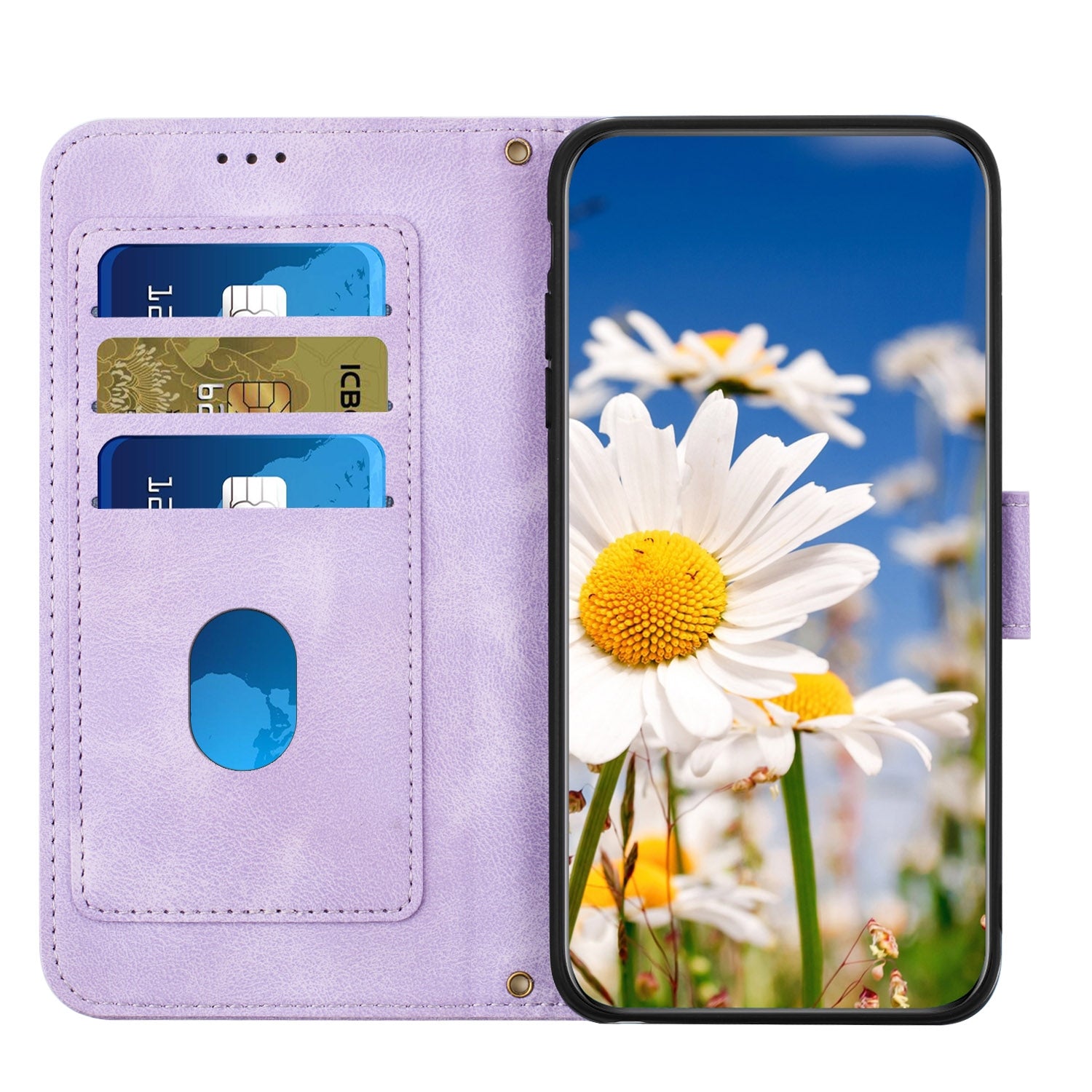 For-Redmi-14C-4G-Floral-Pattern-Leather-Phone-Case-with-Lanyard(Light-Purple)