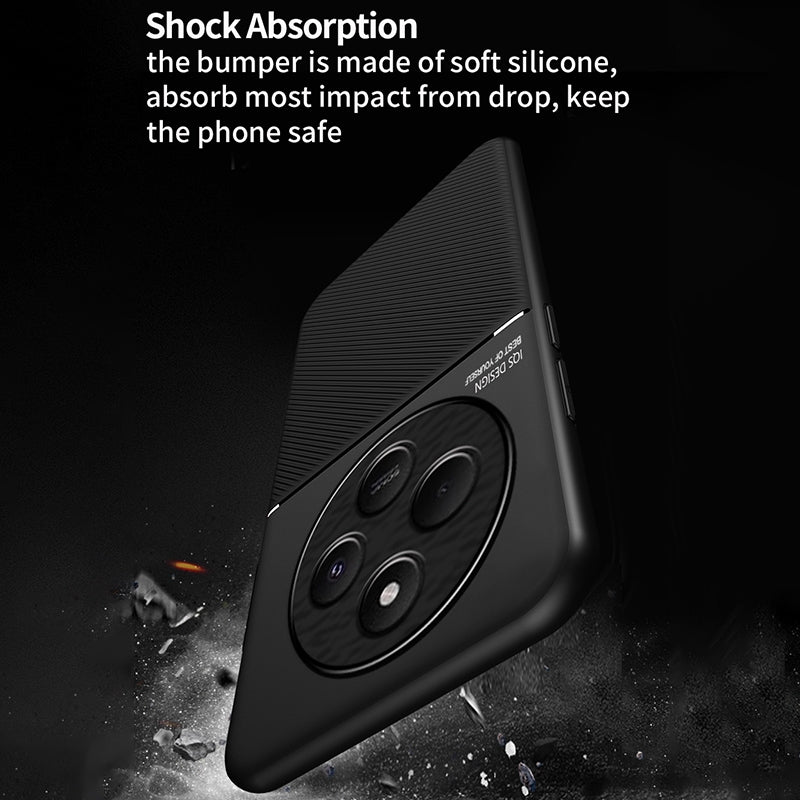 For-Redmi-14C-4G-Classic-Tilt-Strip-Grain-Magnetic-PC-Hybrid-TPU-Phone-Case(Black)