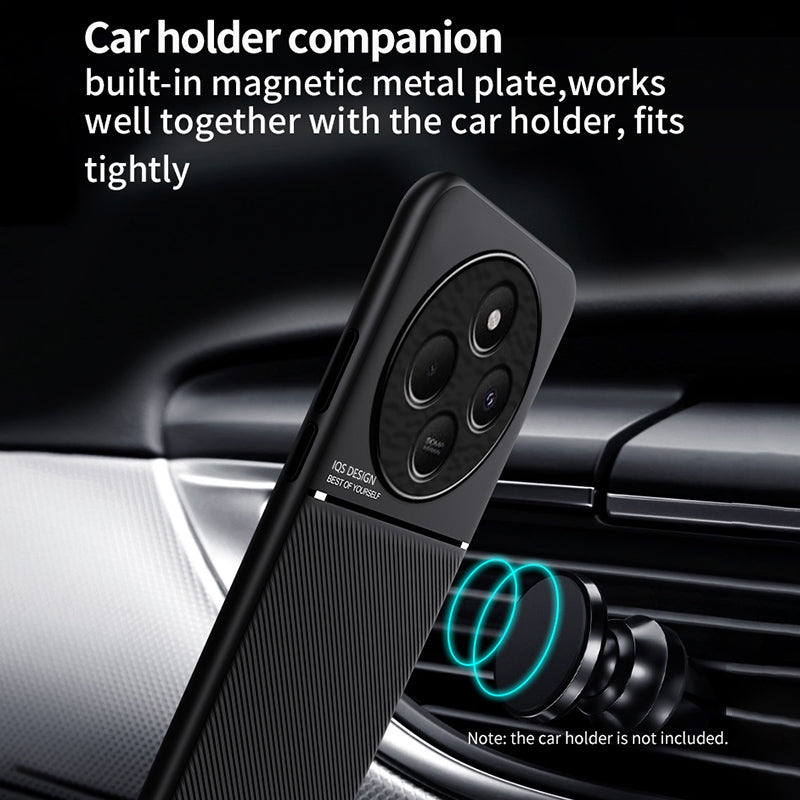 For-Redmi-14C-4G-Classic-Tilt-Strip-Grain-Magnetic-PC-Hybrid-TPU-Phone-Case(Black)