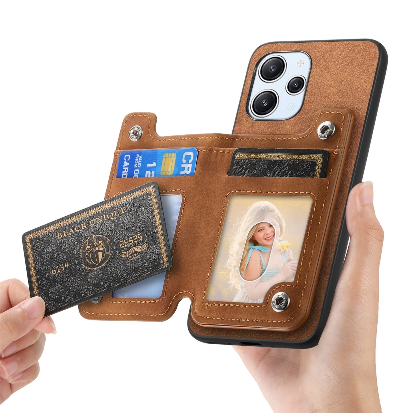 For-Redmi-14C-4G-Retro-MagSafe-Zipper-Wallet-Card-Bag-Back-Phone-Case(Brown)