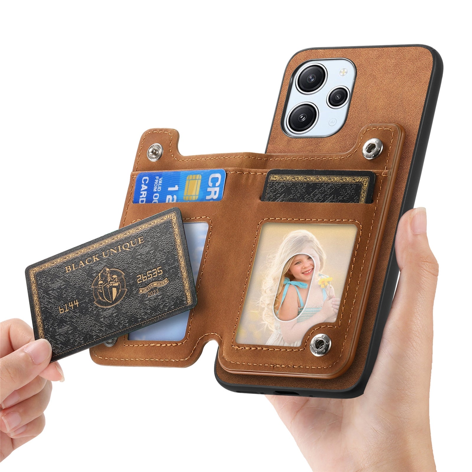 For-Redmi-14C-4G-Retro-MagSafe-Zipper-Wallet-Card-Bag-Back-Phone-Case(Brown)