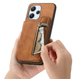 For-Redmi-14C-4G-Retro-MagSafe-Zipper-Wallet-Card-Bag-Back-Phone-Case(Brown)