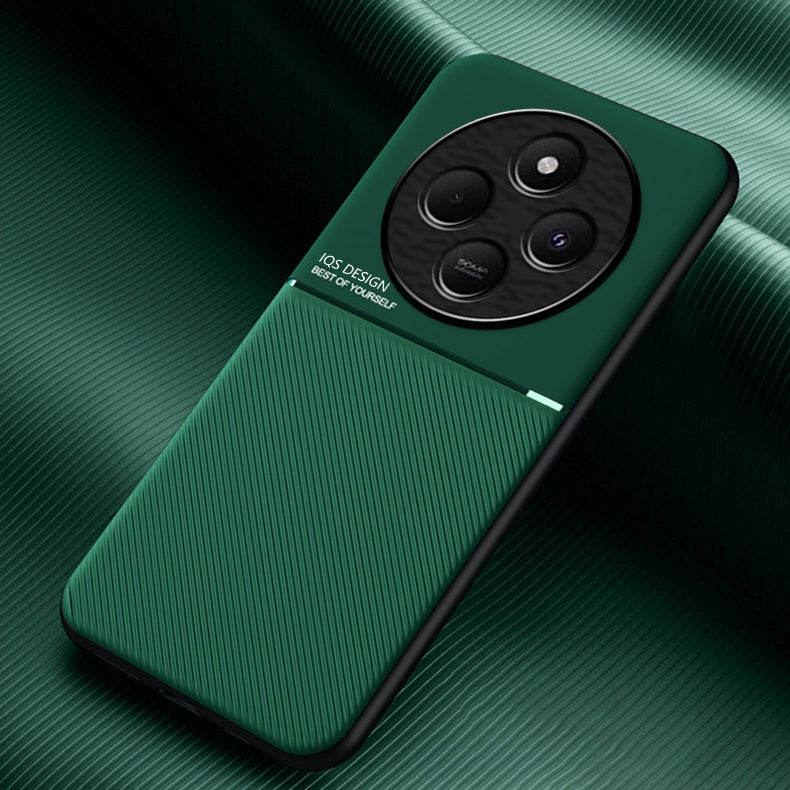 For-Redmi-14C-4G-Classic-Tilt-Strip-Grain-Magnetic-PC-Hybrid-TPU-Phone-Case(Green)
