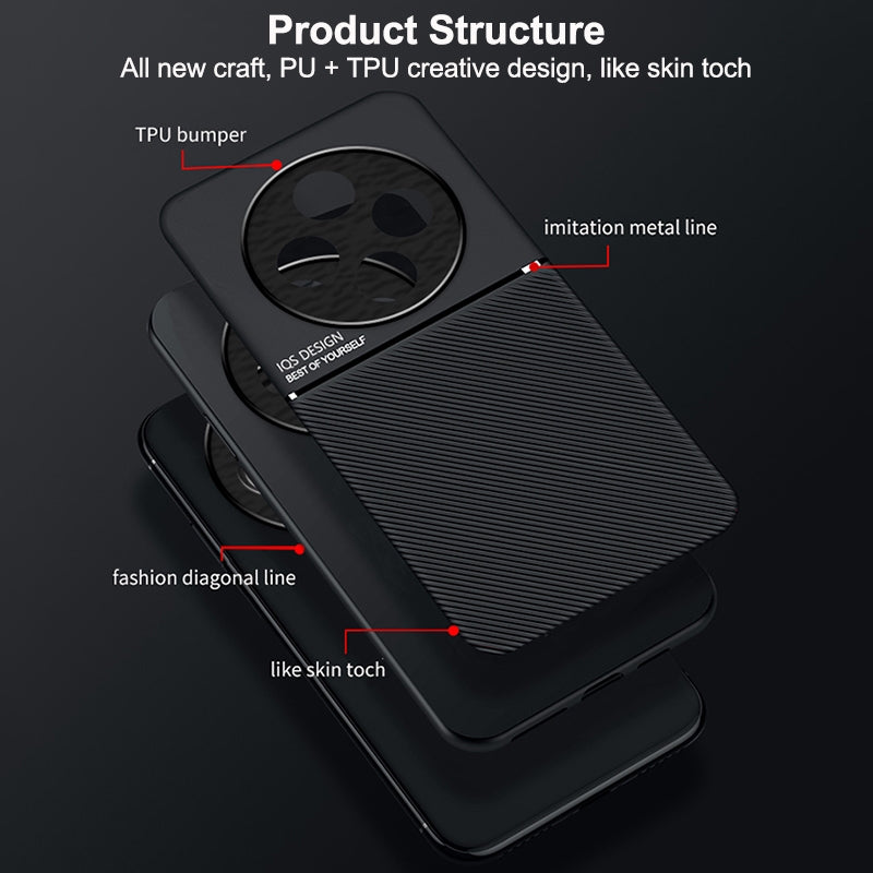 For-Redmi-14C-4G-Classic-Tilt-Strip-Grain-Magnetic-PC-Hybrid-TPU-Phone-Case(Green)