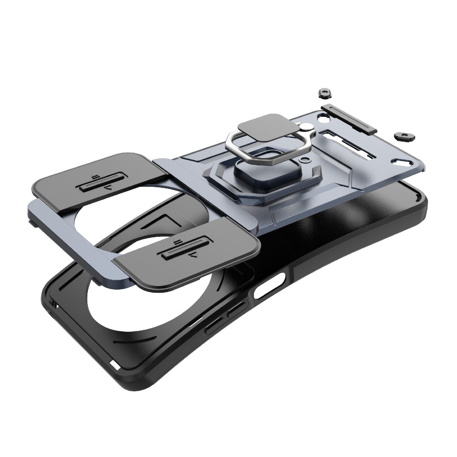 For-Redmi-14C-4G-Sliding-Camshield-TPU-+-PC-Shockproof-Phone-Case-with-Holder(Black)