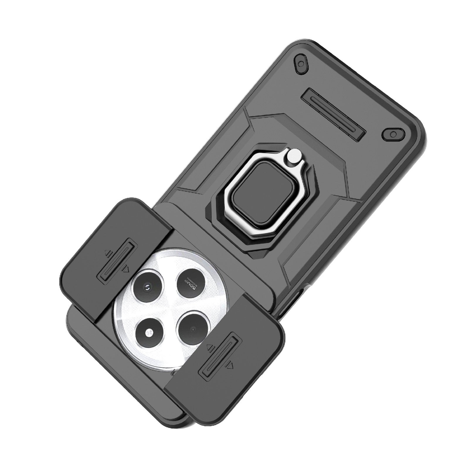 For-Redmi-14C-4G-Sliding-Camshield-TPU-+-PC-Shockproof-Phone-Case-with-Holder(Black)