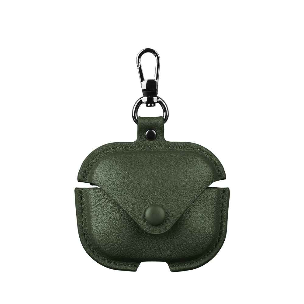 For-Redmi-Buds-5-/-6S-Business-Leather-Earphone-Protective-Case-with-Hook(Green)