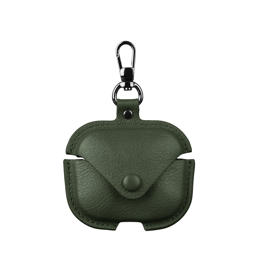 For-Redmi-Buds-5-/-6S-Business-Leather-Earphone-Protective-Case-with-Hook(Green)