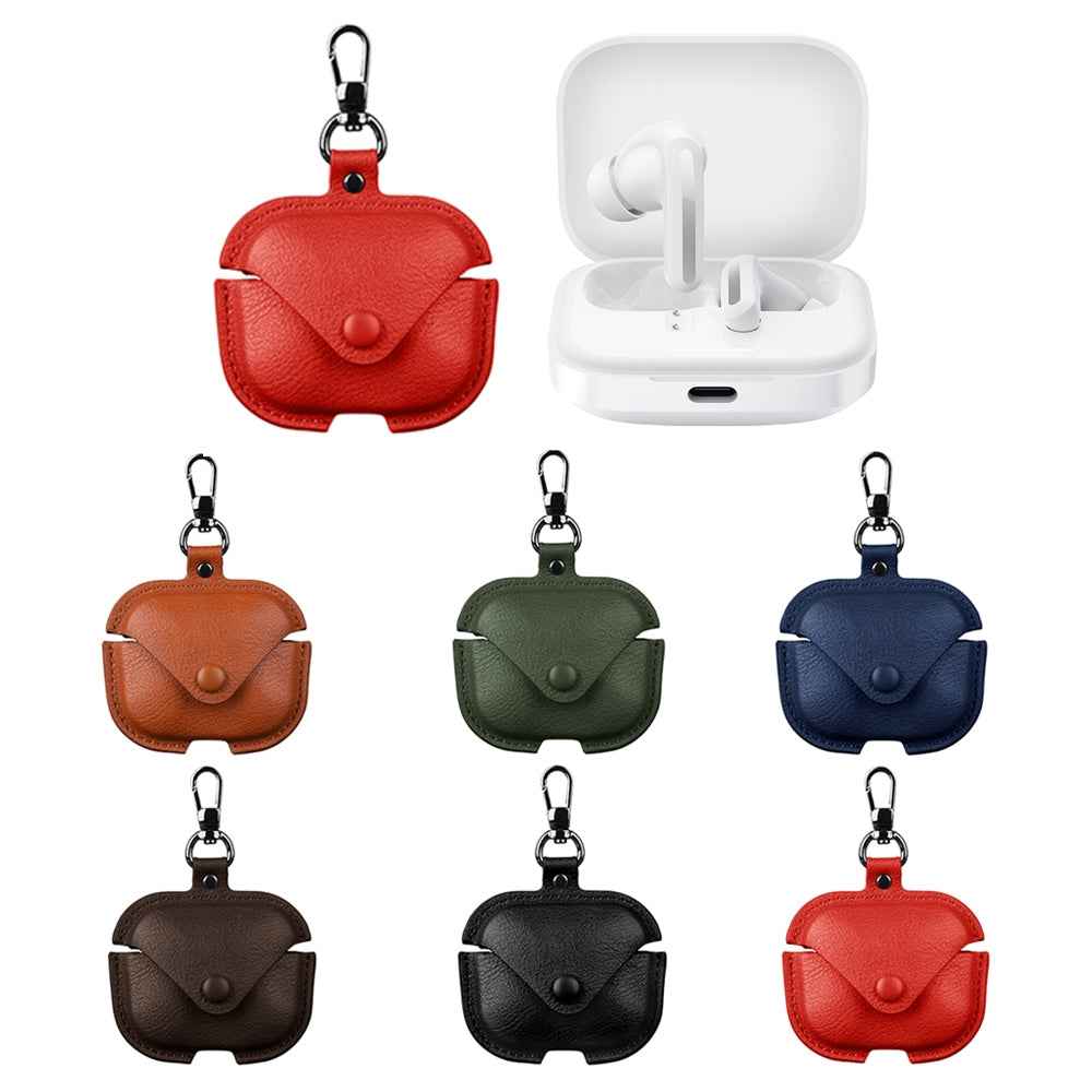 For-Redmi-Buds-5-/-6S-Business-Leather-Earphone-Protective-Case-with-Hook(Green)
