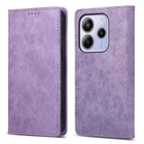 For-Redmi-Note-14-4G-163.25mm-Global-Business-Solid-Color-Magnetic-RFID-Leather-Phone-Case(Purple)