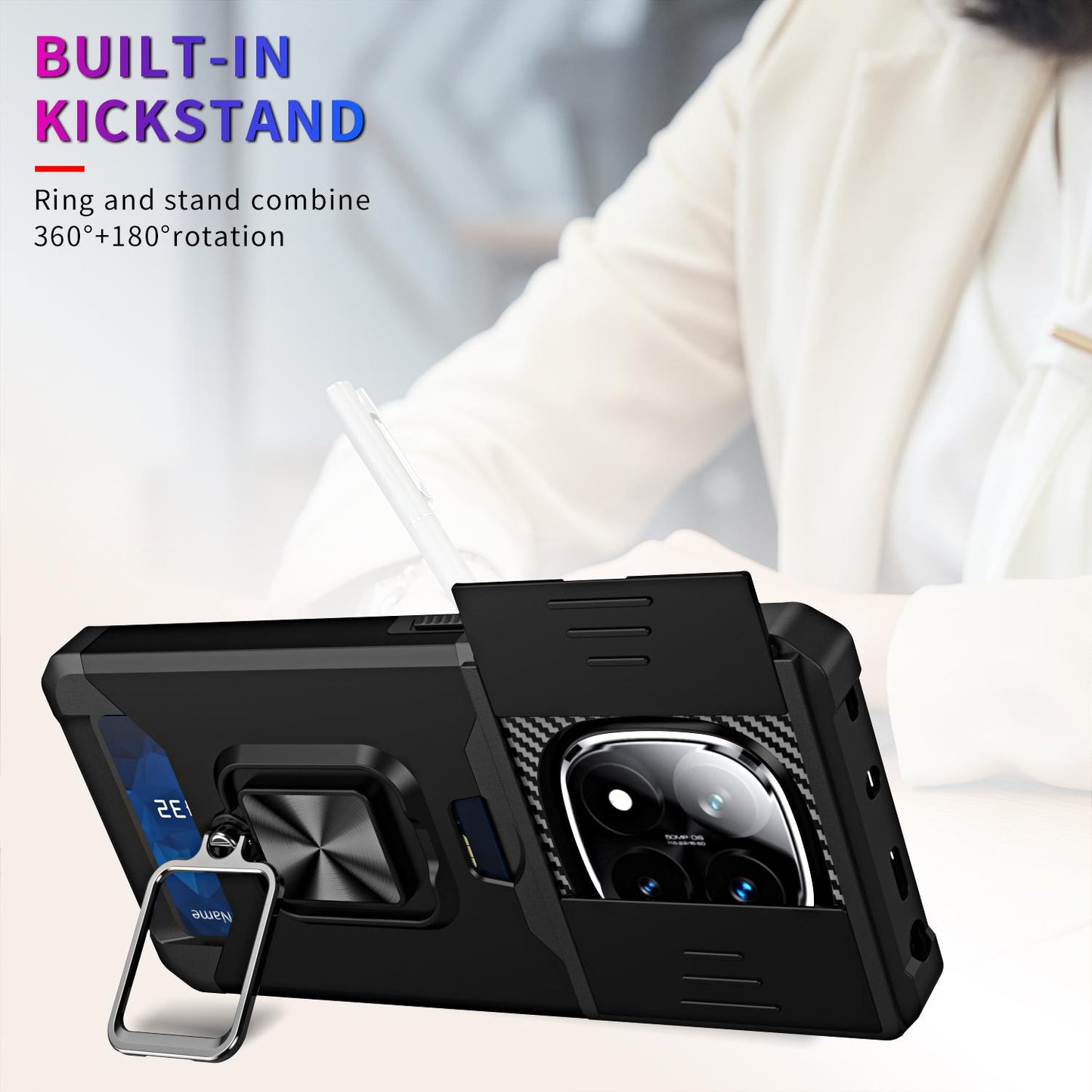 For-Redmi-Note-14-Pro-5G-/-14-Pro+-5G-Camera-Shield-Card-Slot-PC+TPU-Phone-Case(Dark-Green)