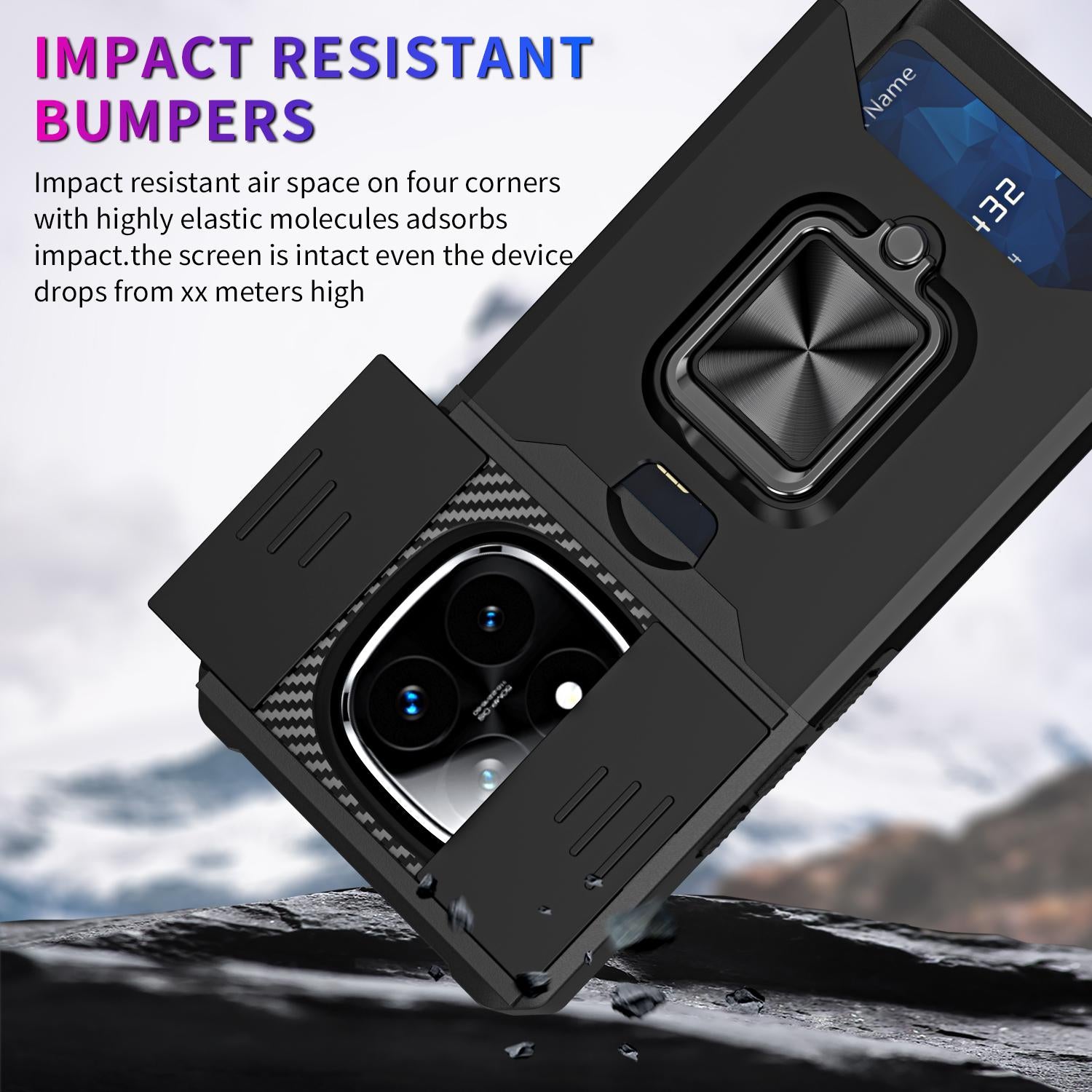 For-Redmi-Note-14-Pro-5G-/-14-Pro+-5G-Camera-Shield-Card-Slot-PC+TPU-Phone-Case(Dark-Green)