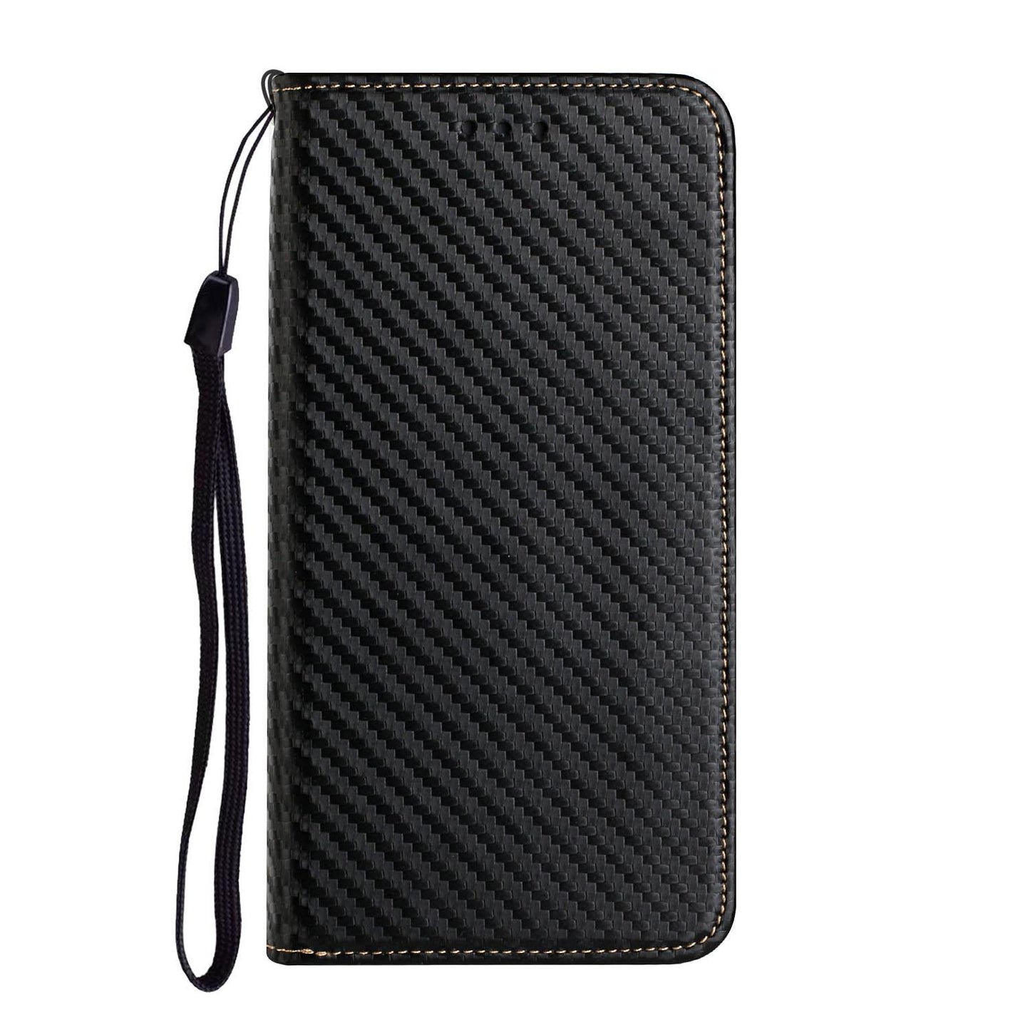 For-Redmi-Note-14-4G-163.25mm-Carbon-Fiber-Texture-Magnetic-Flip-Leather-Phone-Case(Black)