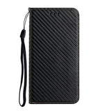 For-Redmi-Note-14-4G-163.25mm-Carbon-Fiber-Texture-Magnetic-Flip-Leather-Phone-Case(Black)