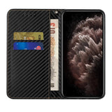 For-Redmi-Note-14-4G-163.25mm-Carbon-Fiber-Texture-Magnetic-Flip-Leather-Phone-Case(Black)