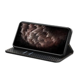 For-Redmi-Note-14-4G-163.25mm-Carbon-Fiber-Texture-Magnetic-Flip-Leather-Phone-Case(Black)