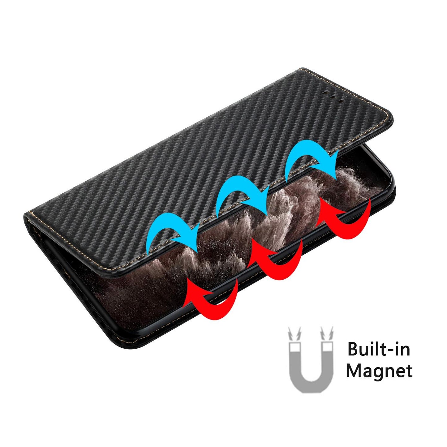 For-Redmi-Note-14-4G-163.25mm-Carbon-Fiber-Texture-Magnetic-Flip-Leather-Phone-Case(Black)
