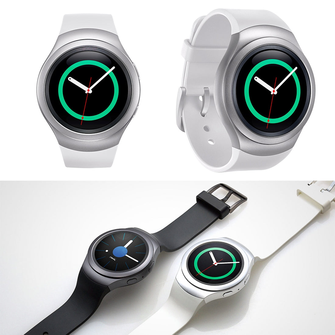 For-Samsung-Gear-S2-Sport-/-Gear-S2-Watch-Solid-Color-Silicone-Watchband(White)