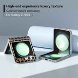 For-Samsung-Galaxy-Z-Flip6-/-Flip7-FE-Three-Parts-Frosted-Transparent-Frame-Leopard-Pattern-Phone-Case(Gold-Leopard)