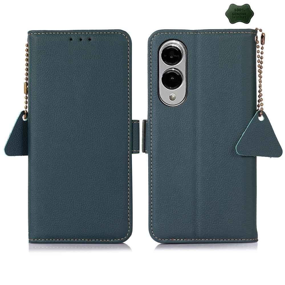 For-Samsung-Galaxy-S25-Edge-5G-Side-Magnetic-TJ-Genuine-Leather-RFID-Phone-Case(Green)