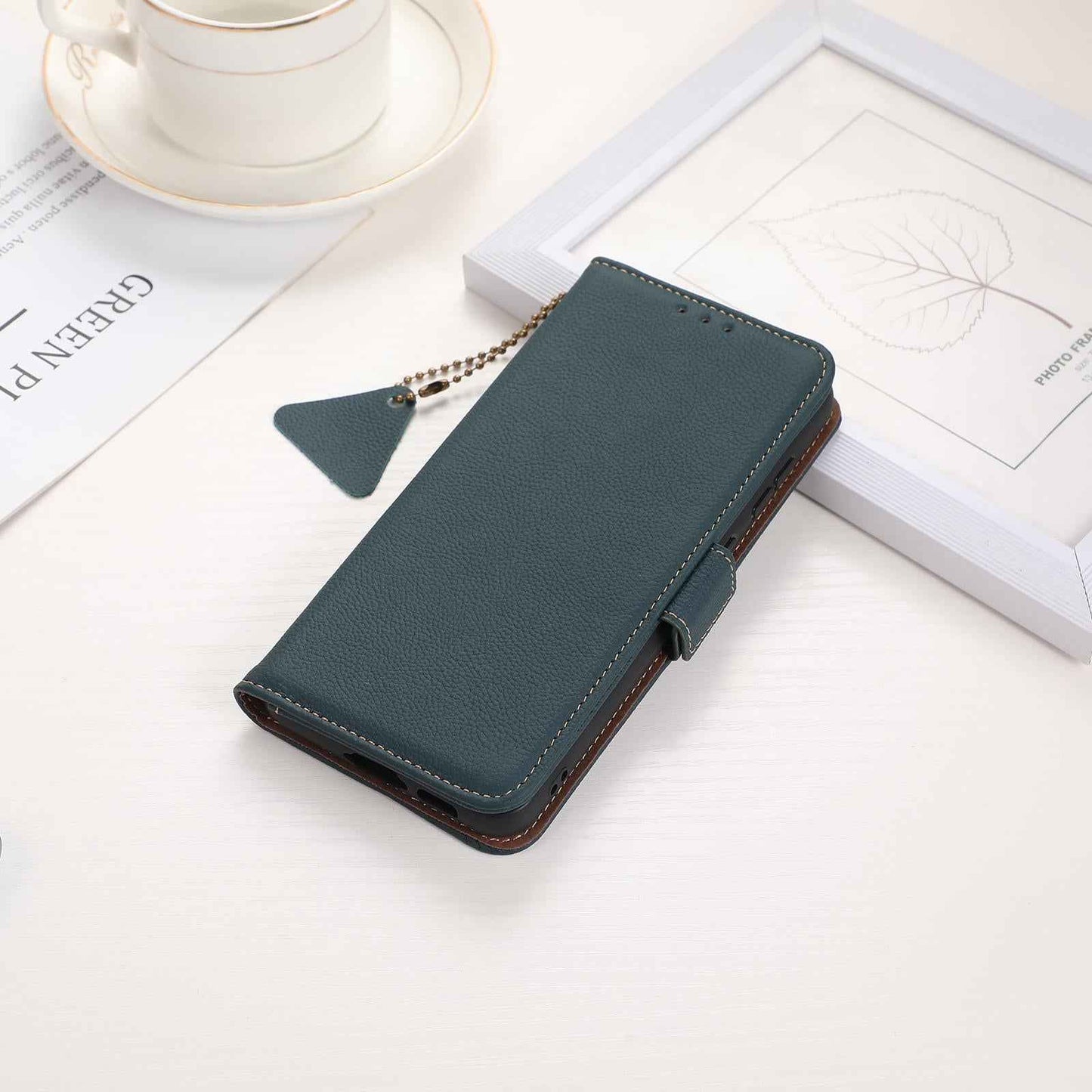 For-Samsung-Galaxy-S25-Edge-5G-Side-Magnetic-TJ-Genuine-Leather-RFID-Phone-Case(Green)