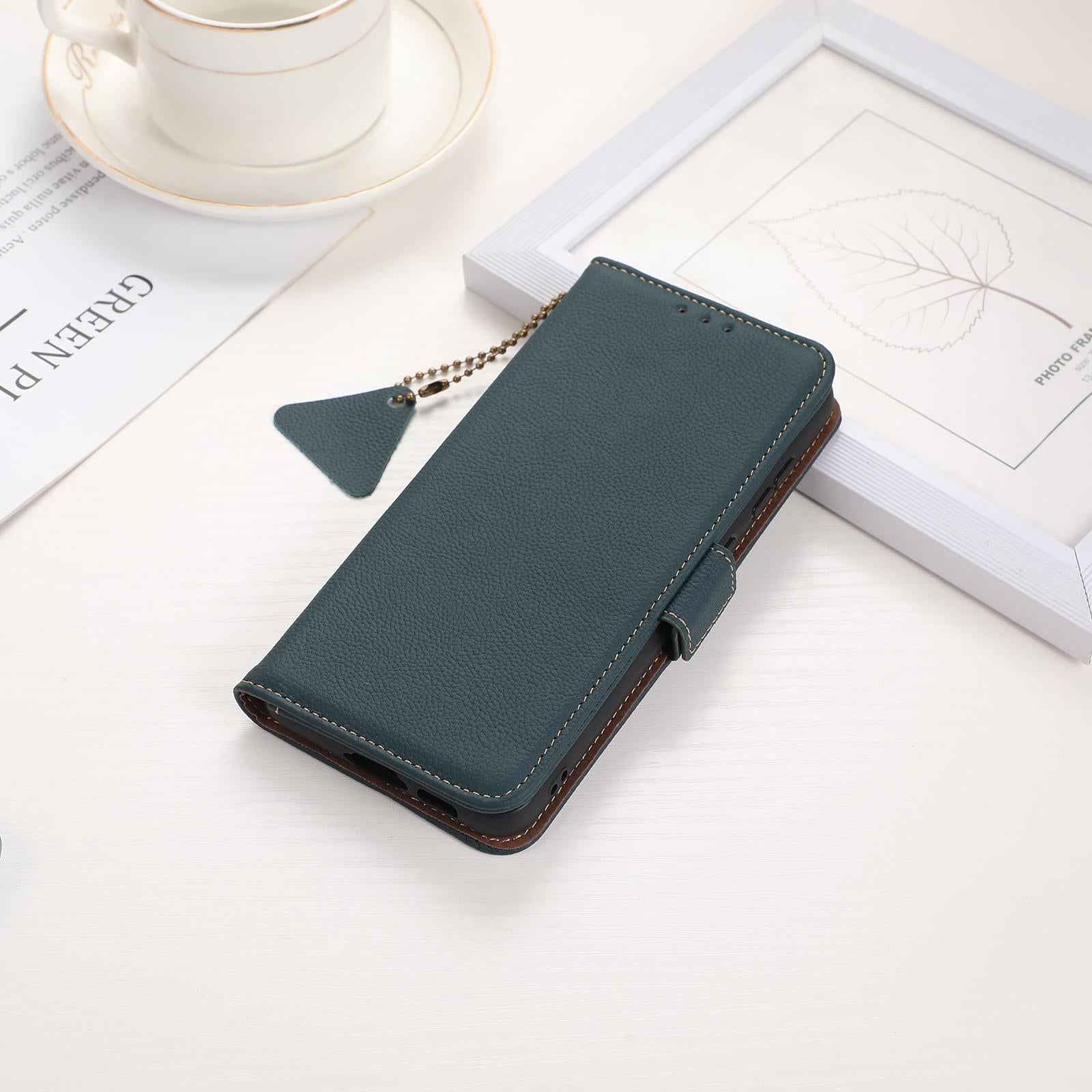 For-Samsung-Galaxy-S25-Edge-5G-Side-Magnetic-TJ-Genuine-Leather-RFID-Phone-Case(Green)