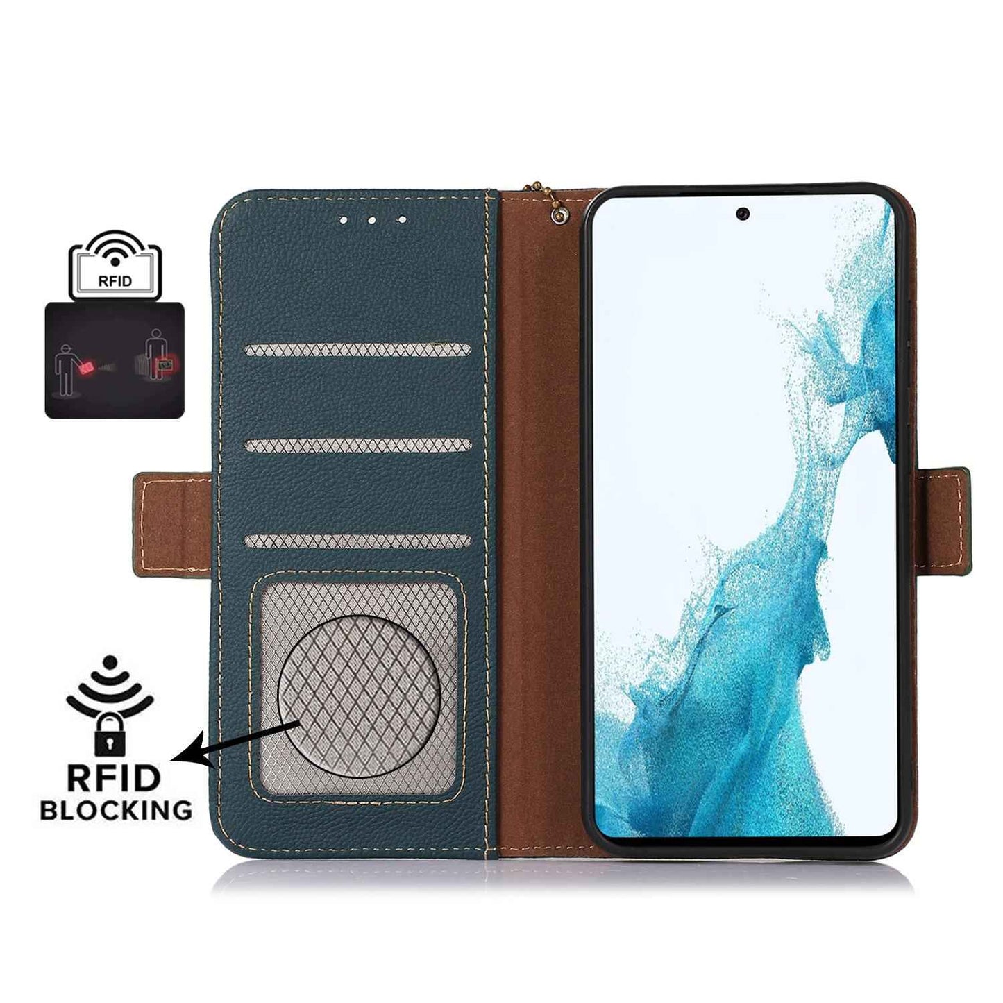 For-Samsung-Galaxy-S25-Edge-5G-Side-Magnetic-TJ-Genuine-Leather-RFID-Phone-Case(Green)