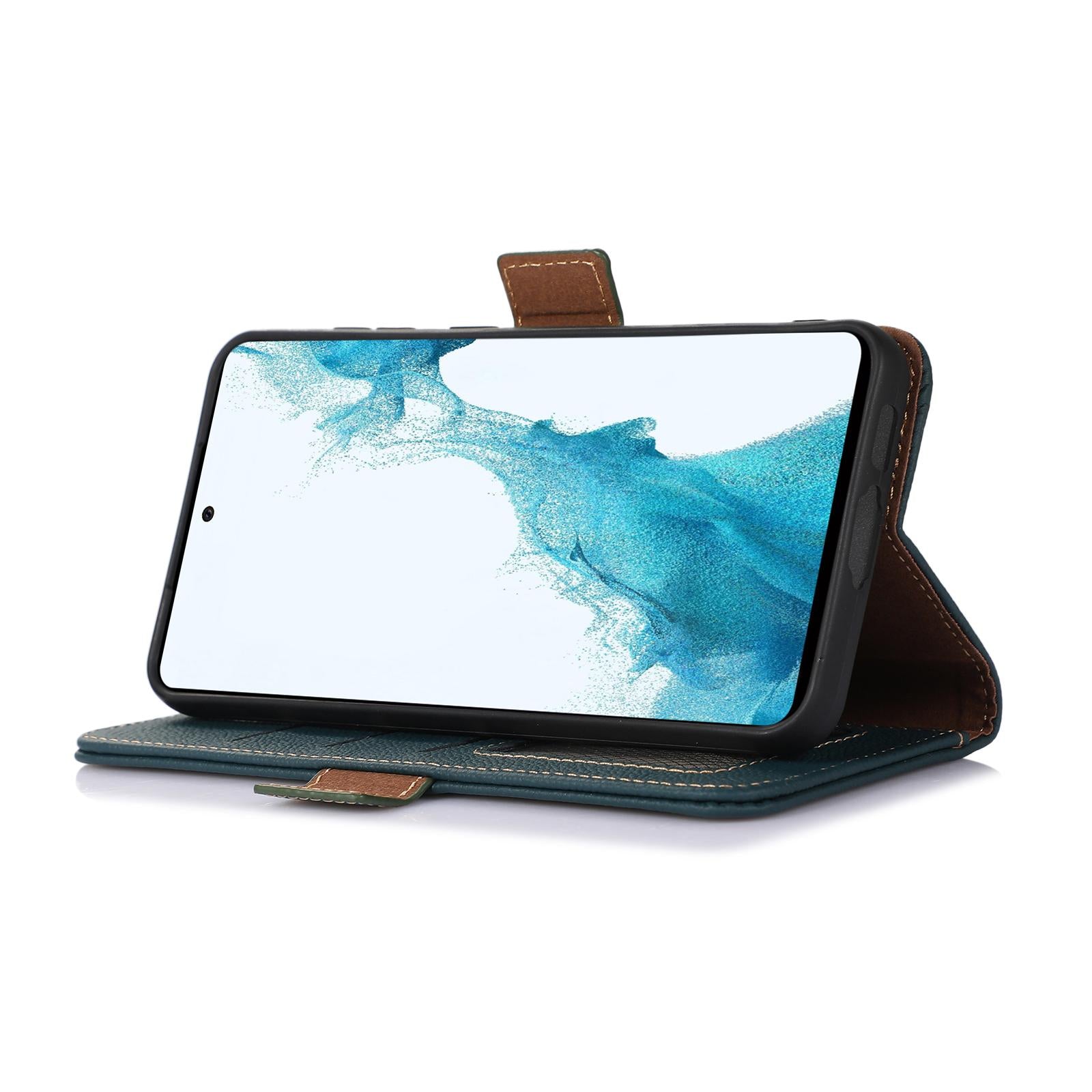 For-Samsung-Galaxy-S25-Edge-5G-Side-Magnetic-TJ-Genuine-Leather-RFID-Phone-Case(Green)