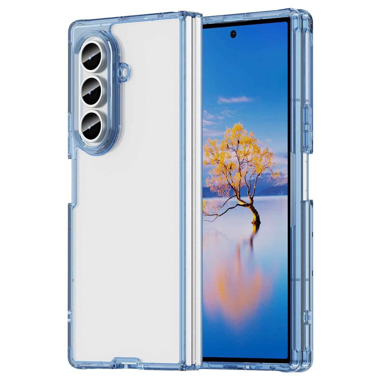 For-Samsung-Galaxy-Z-Fold7-5G-PC-Hybrid-TPU-Airbag-Shockproof-Phone-Case(Transparent-Blue)