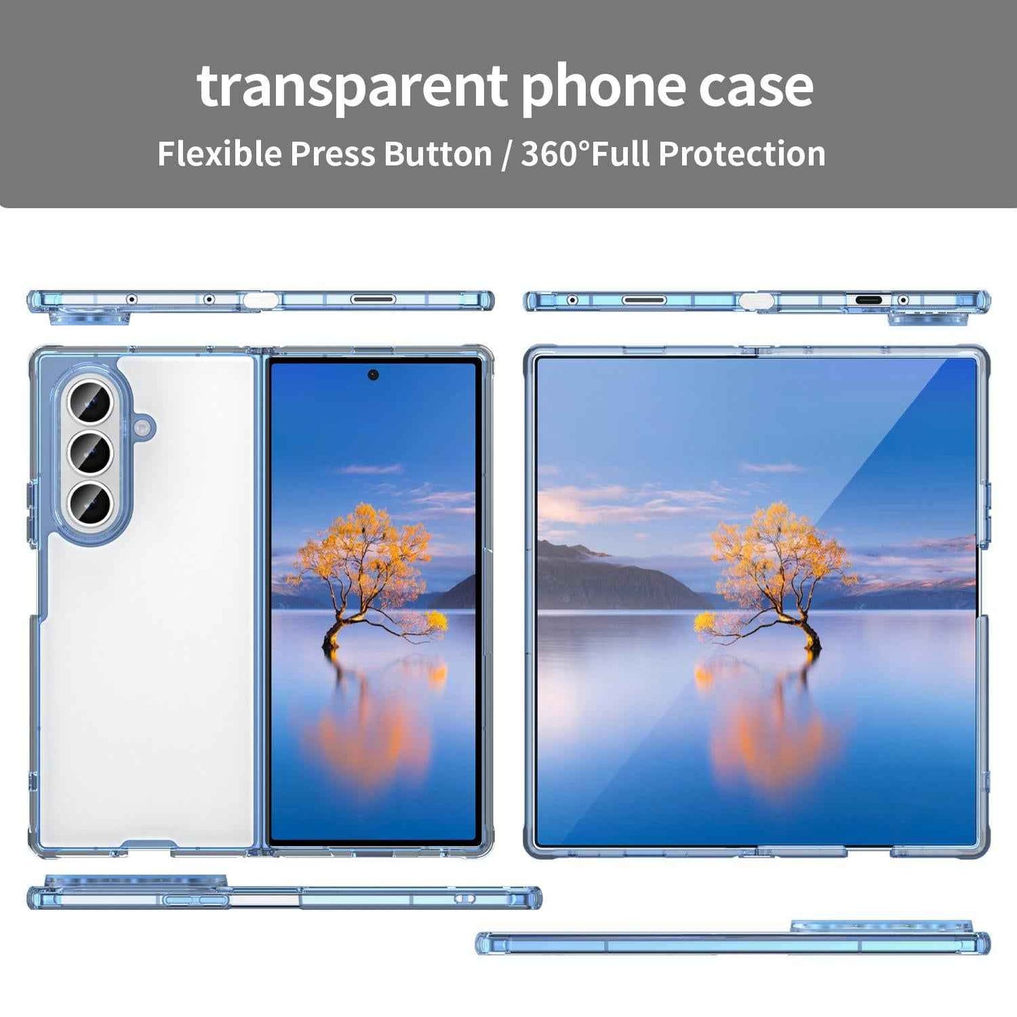 For-Samsung-Galaxy-Z-Fold7-5G-PC-Hybrid-TPU-Airbag-Shockproof-Phone-Case(Transparent-Blue)