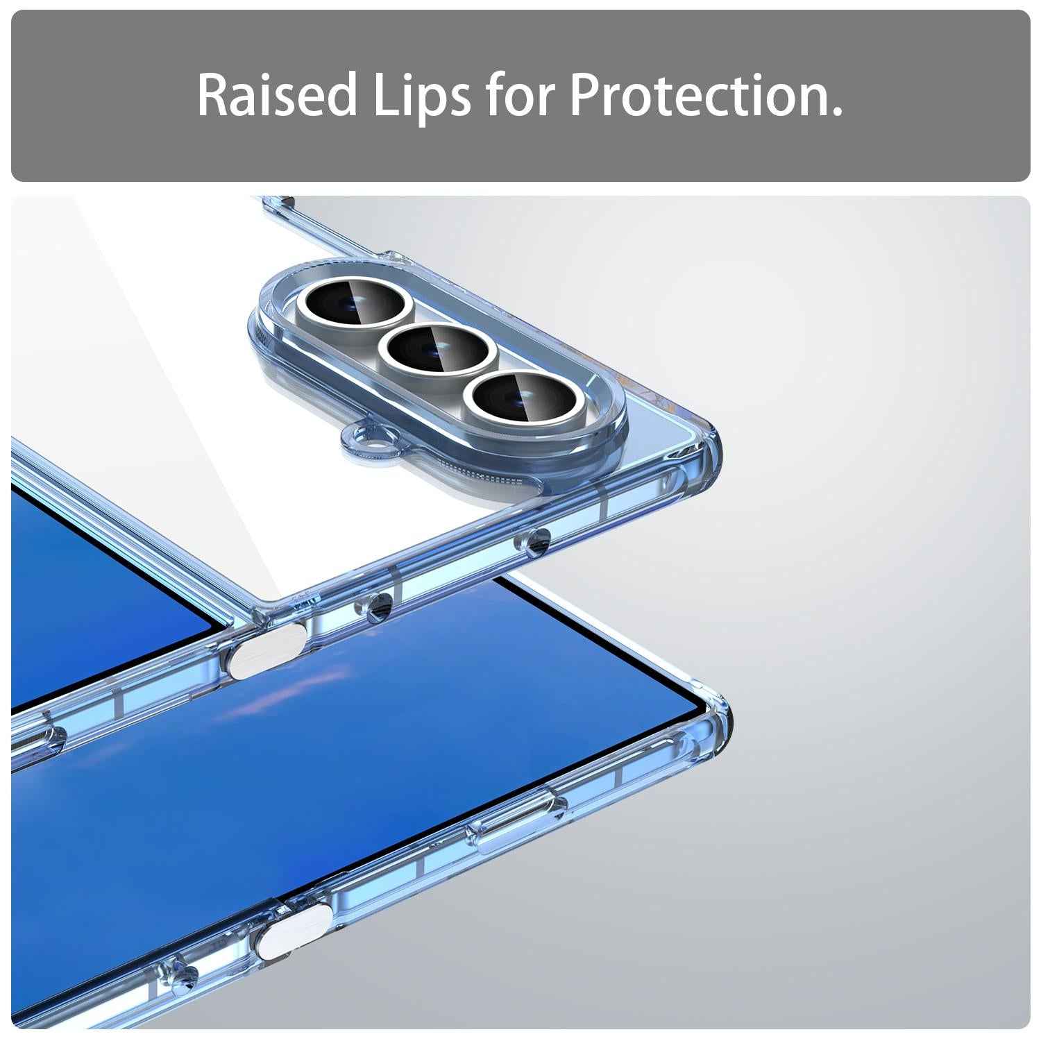 For-Samsung-Galaxy-Z-Fold7-5G-PC-Hybrid-TPU-Airbag-Shockproof-Phone-Case(Transparent-Blue)