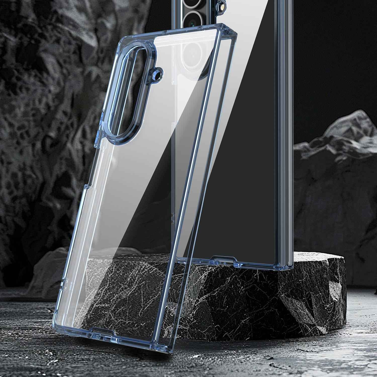 For-Samsung-Galaxy-Z-Fold7-5G-PC-Hybrid-TPU-Airbag-Shockproof-Phone-Case(Transparent-Blue)