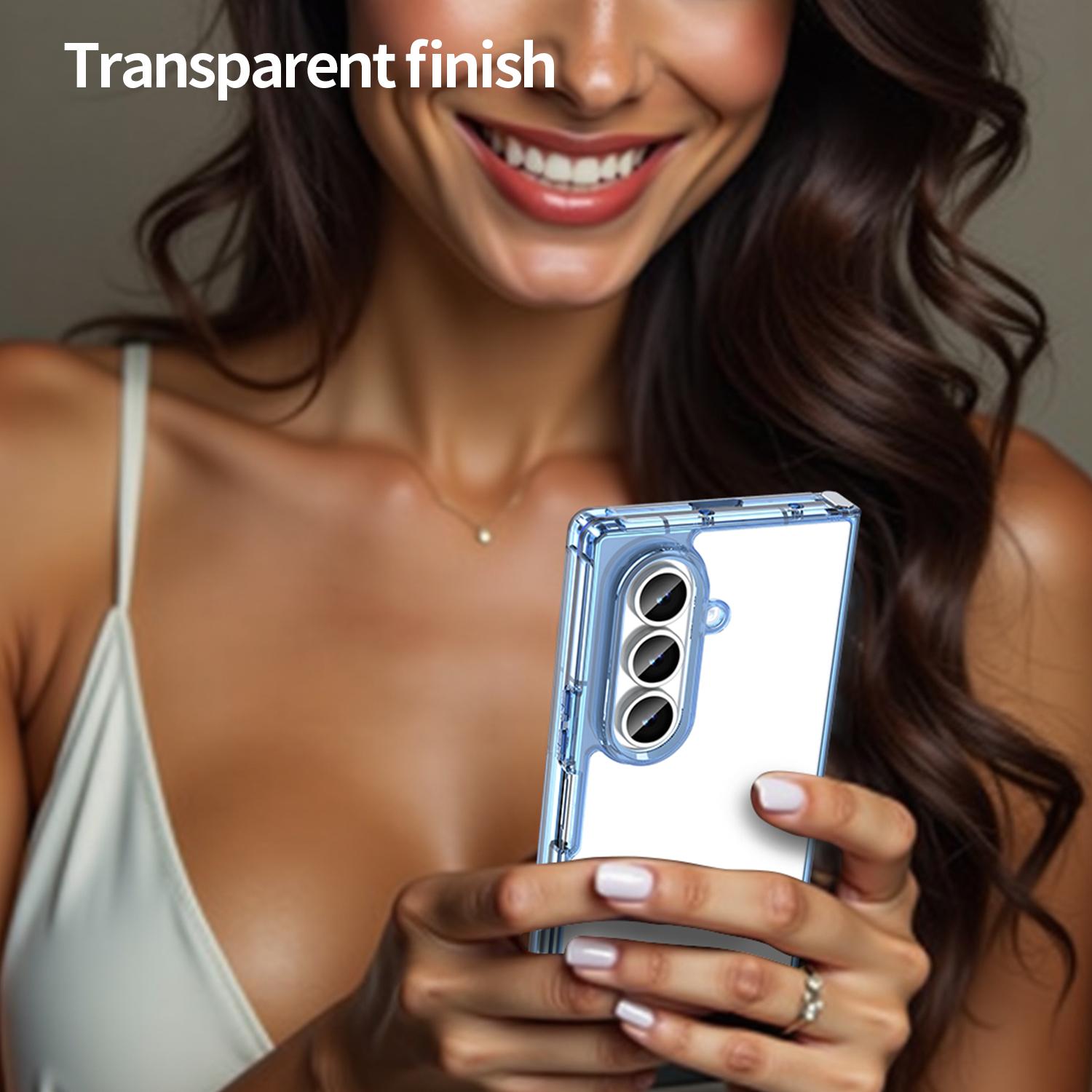 For-Samsung-Galaxy-Z-Fold7-5G-PC-Hybrid-TPU-Airbag-Shockproof-Phone-Case(Transparent-Blue)