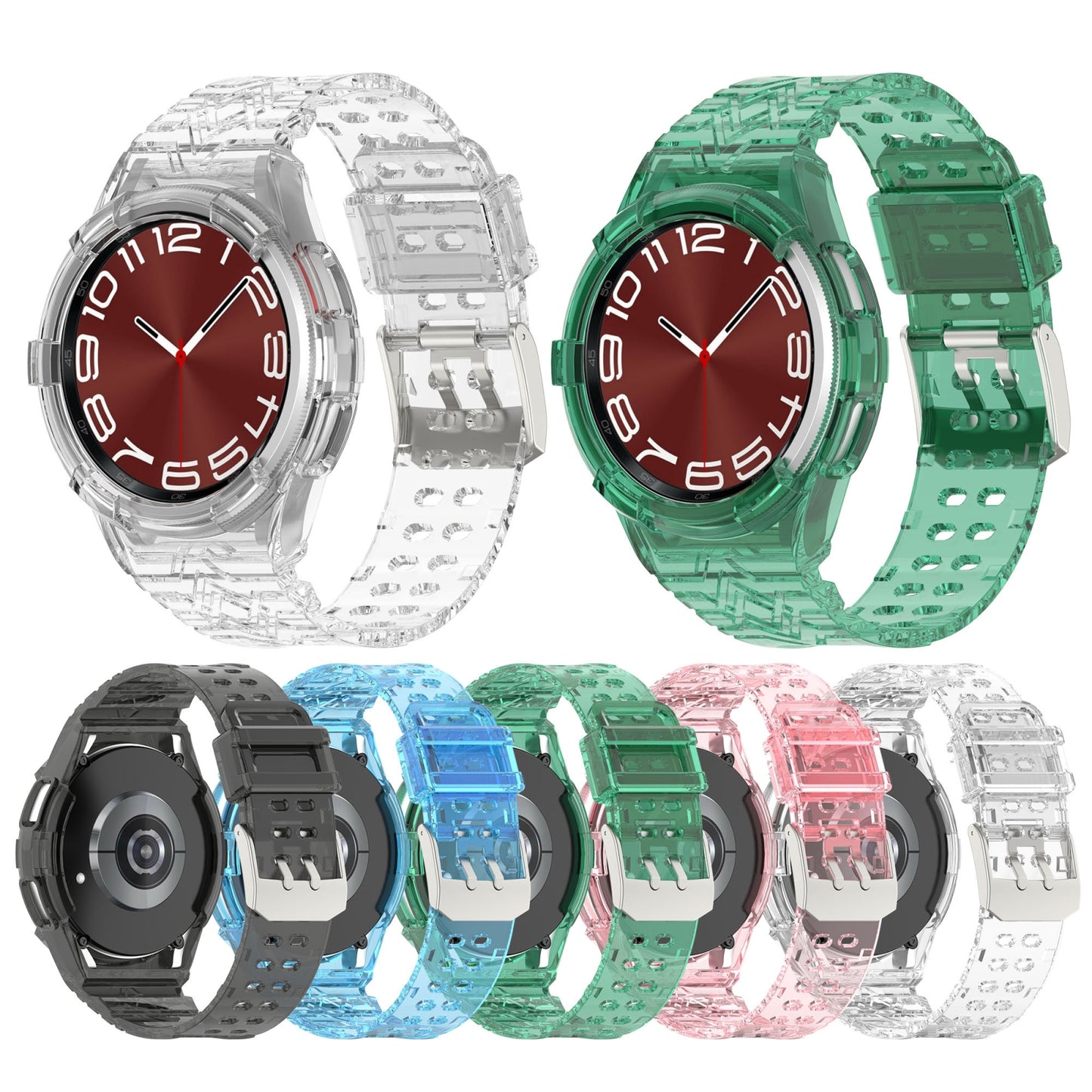 For-Samsung-Galaxy-Watch6-Classic-43mm-R950-Glacier-TPU-Integrated-Watch-Band(Transparent)