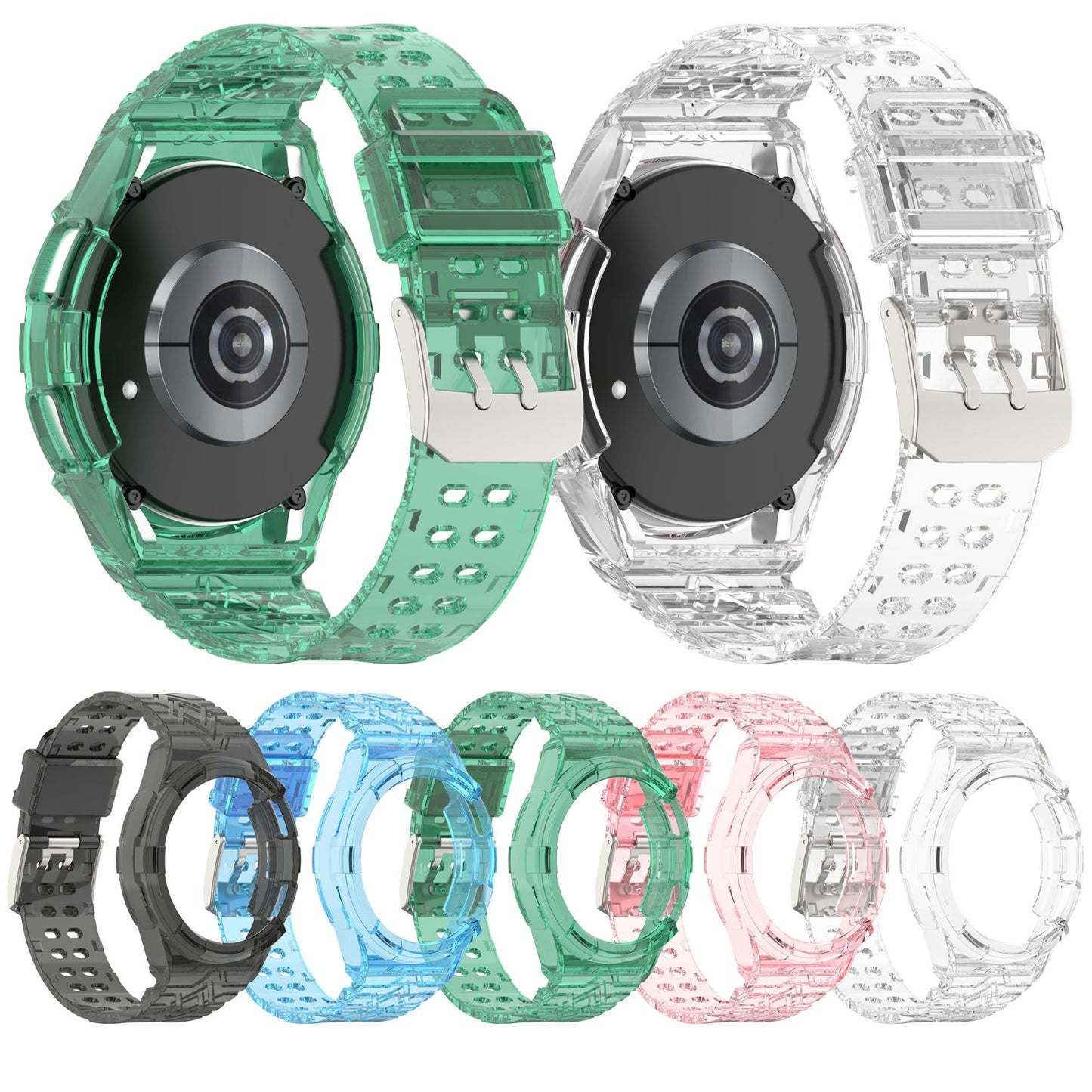 For-Samsung-Galaxy-Watch6-Classic-43mm-R950-Glacier-TPU-Integrated-Watch-Band(Transparent)