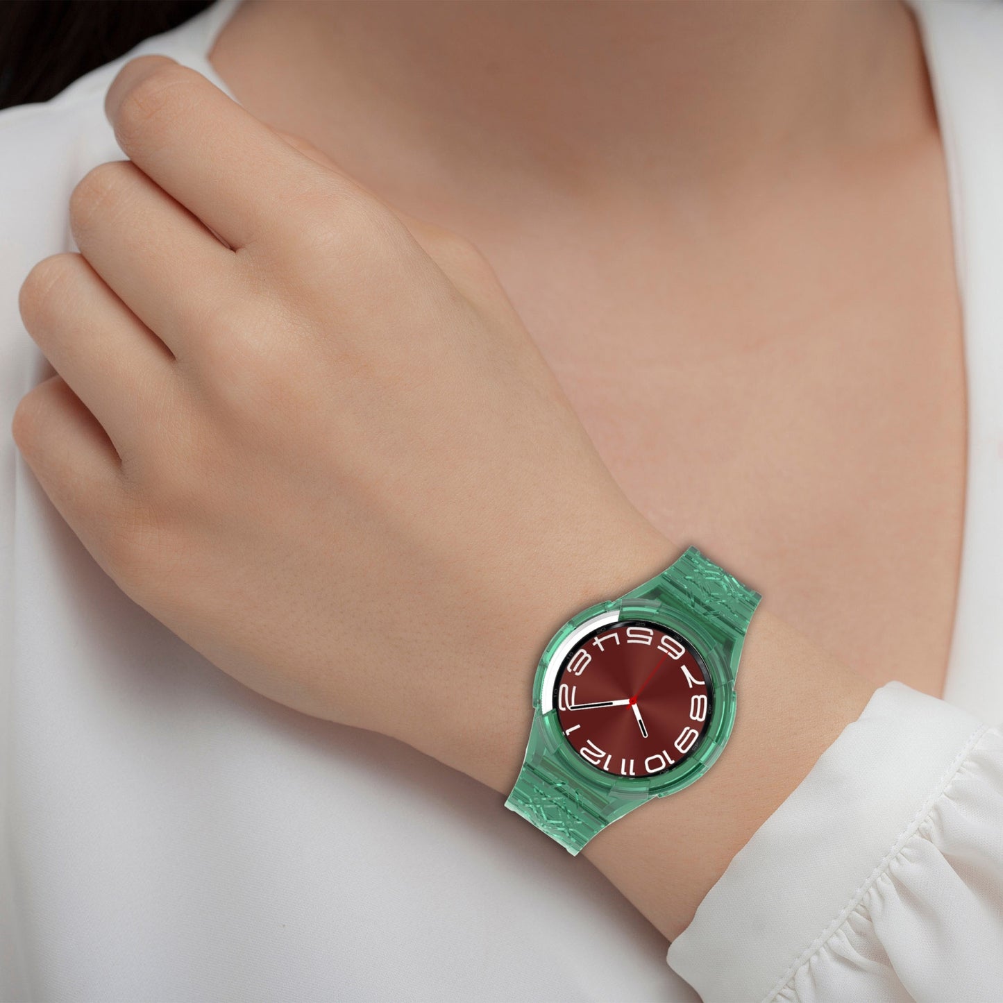 For-Samsung-Galaxy-Watch6-Classic-43mm-R950-Glacier-TPU-Integrated-Watch-Band(Transparent)