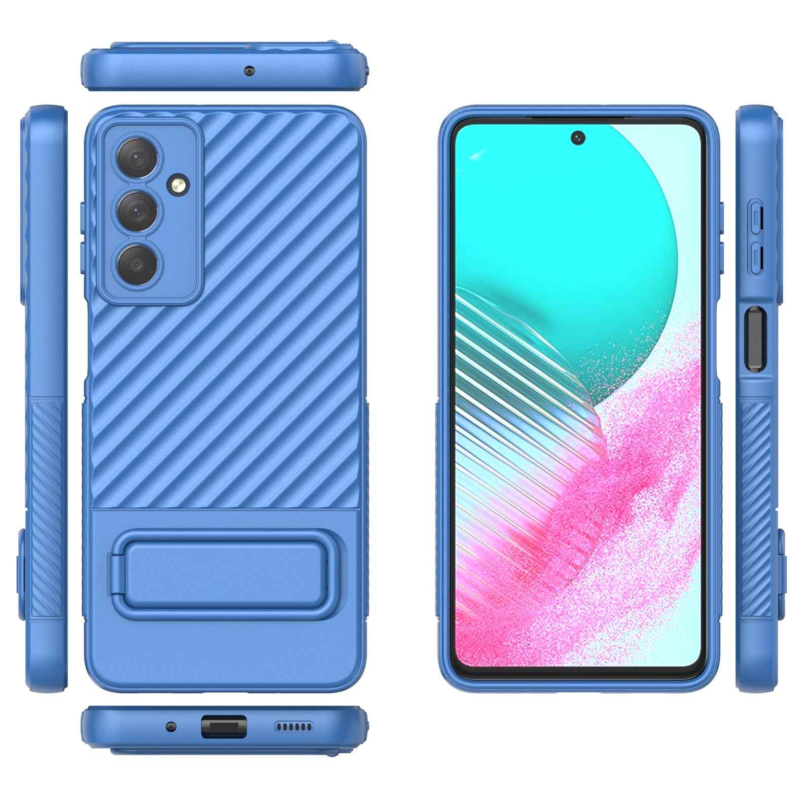 For-Samsung-Galaxy-M54-Wavy-Texture-TPU-Phone-Case-with-Lens-Film(Blue)