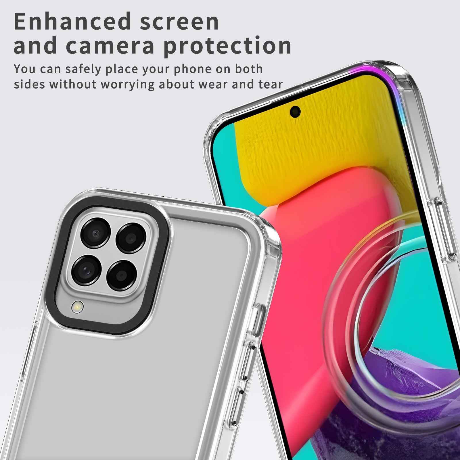 For-Samsung-Galaxy-M53-Transparent-Acrylic-+-TPU-Shockproof-Phone-Case(Transparent-Black)