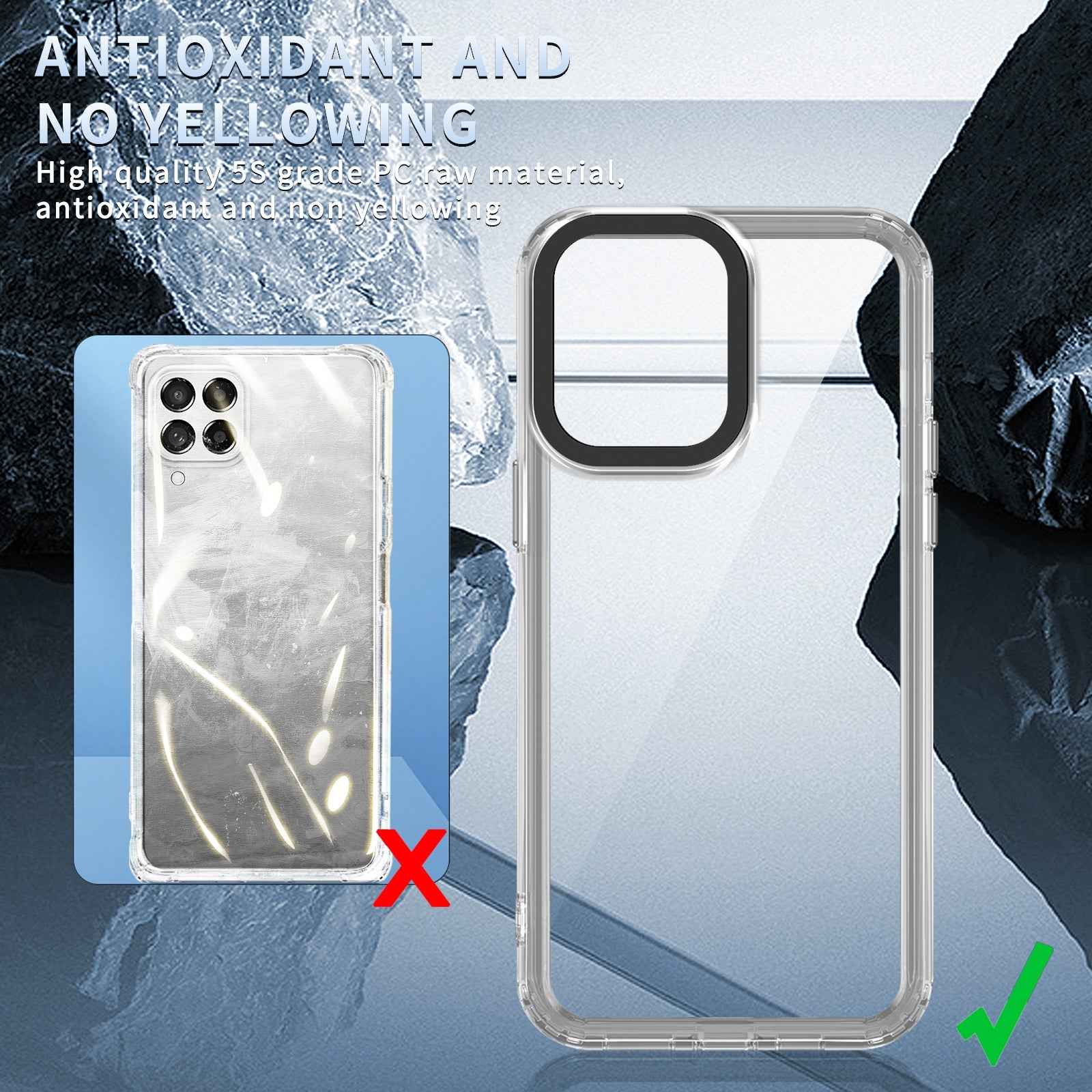 For-Samsung-Galaxy-M53-Transparent-Acrylic-+-TPU-Shockproof-Phone-Case(Transparent-Black)