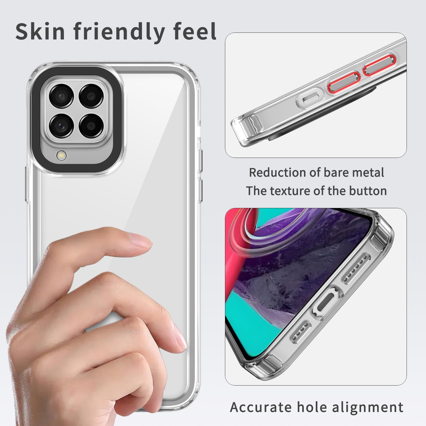 For-Samsung-Galaxy-M53-Transparent-Acrylic-+-TPU-Shockproof-Phone-Case(Transparent-Black)