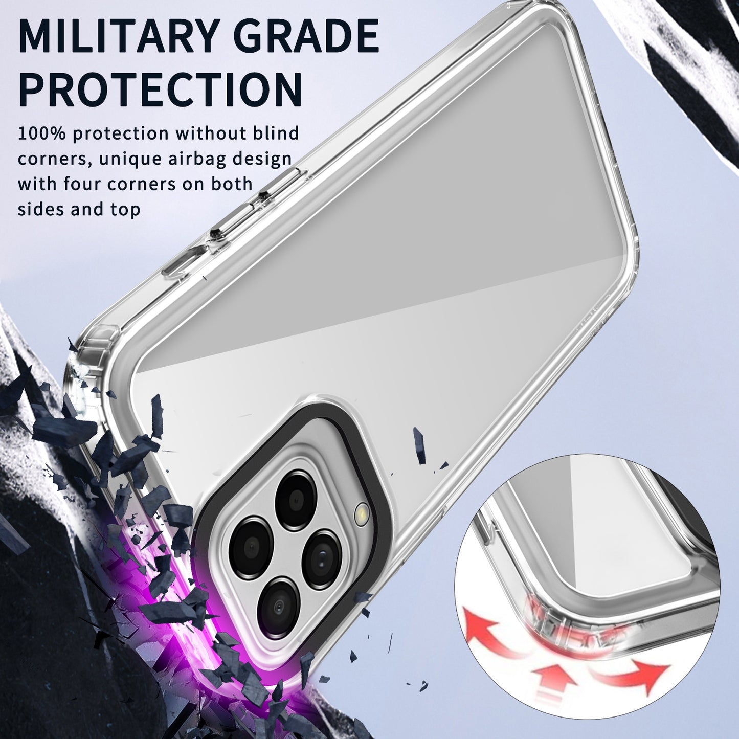 For-Samsung-Galaxy-M53-Transparent-Acrylic-+-TPU-Shockproof-Phone-Case(Transparent-Black)