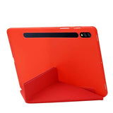 For-Samsung-Galaxy-Tab-S8+-/-S7+-Deformation-Silicone-Leather-Tablet-Case(Red)