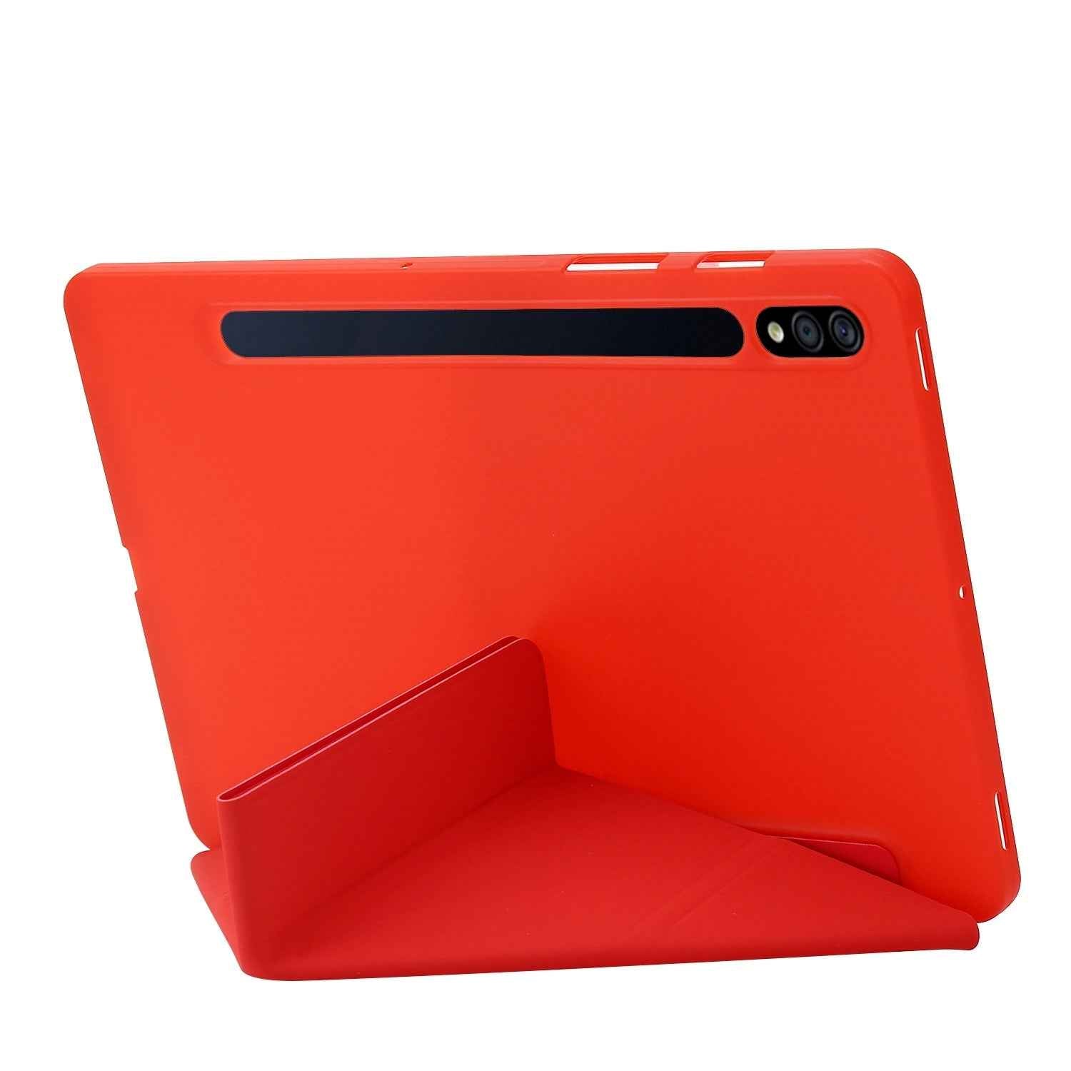 For-Samsung-Galaxy-Tab-S8+-/-S7+-Deformation-Silicone-Leather-Tablet-Case(Red)