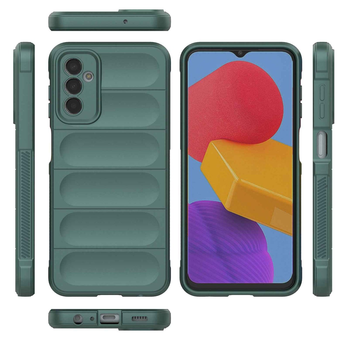 For-Samsung-Galaxy-M13-4G-Magic-Shield-TPU-+-Flannel-Phone-Case(Dark-Green)